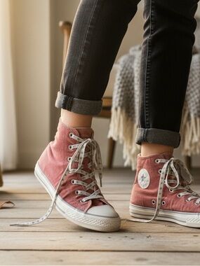 👠👟”Converse All-Star” High-Top Sneakers - Pink ((Excellent))👟👠